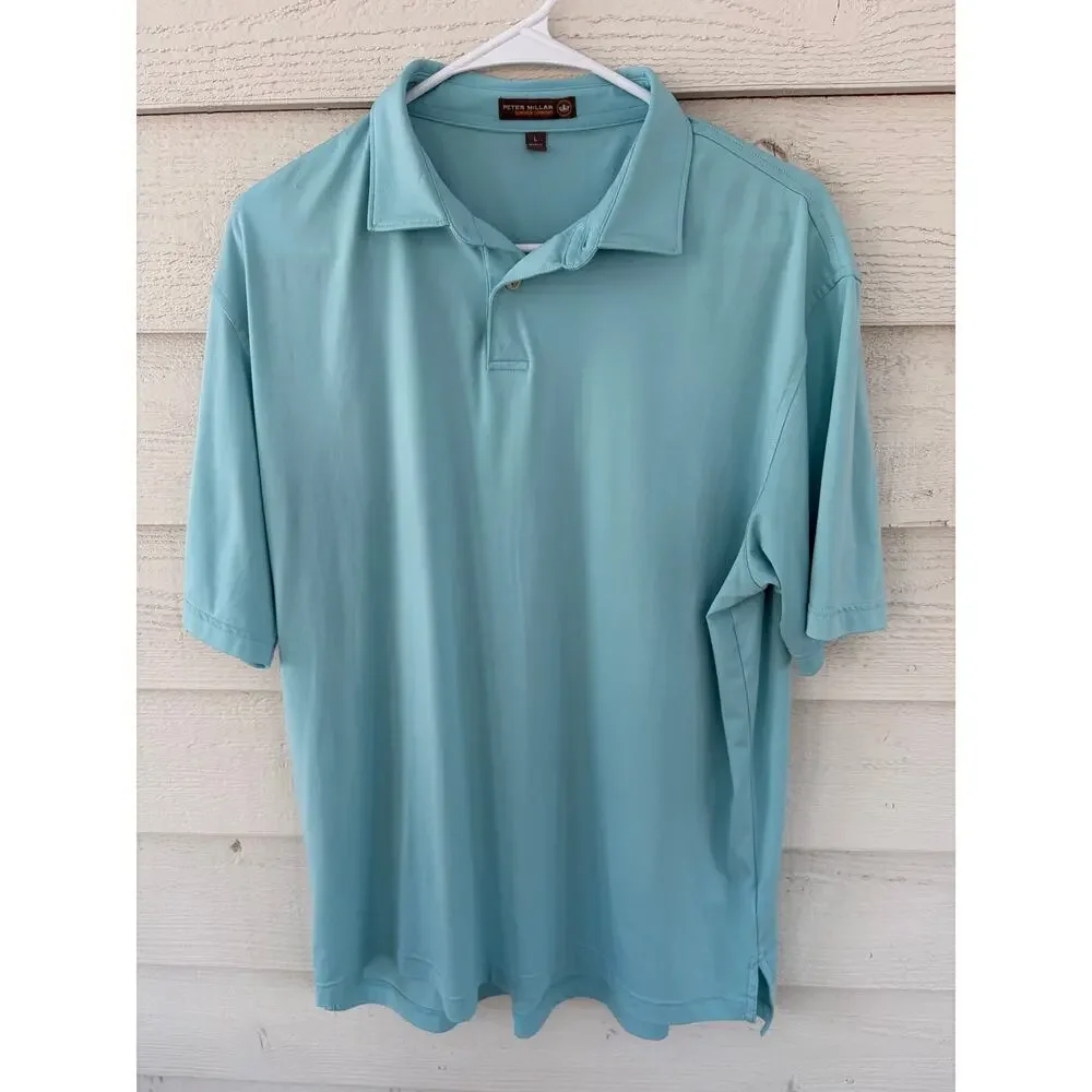Peter Millar Summer Comfort Polo Large Blue Performance Golf Shirt Mens L - Picture 2 of 7